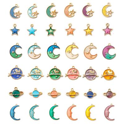 Mixed Moon Star Globe Clips Pendants for DIY Handmade Jewelry 8pcs