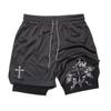 Muay Thai Kick Boxing MMA Shorts Cross Christian God Men Women Unisex Double Layer Quick Dry Breathable Sport Gym Fitness Workout