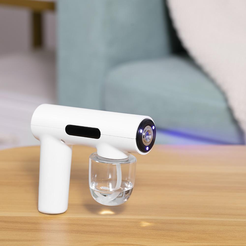 Ultraviolet Blue Light Disinfection Gun, Wireless, Rechargeable Alcohol Portable Handheld Household Electric Atomizing Blue Light Disinfectant