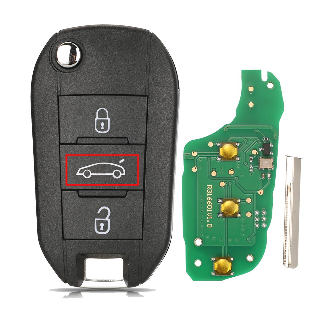 jingyuqin 433Mhz 4A Chip Car Key For Peugeot Expert - With Rear Doors (16 170 207 80) For Citroen Berlingo / Dispatch (2016+)