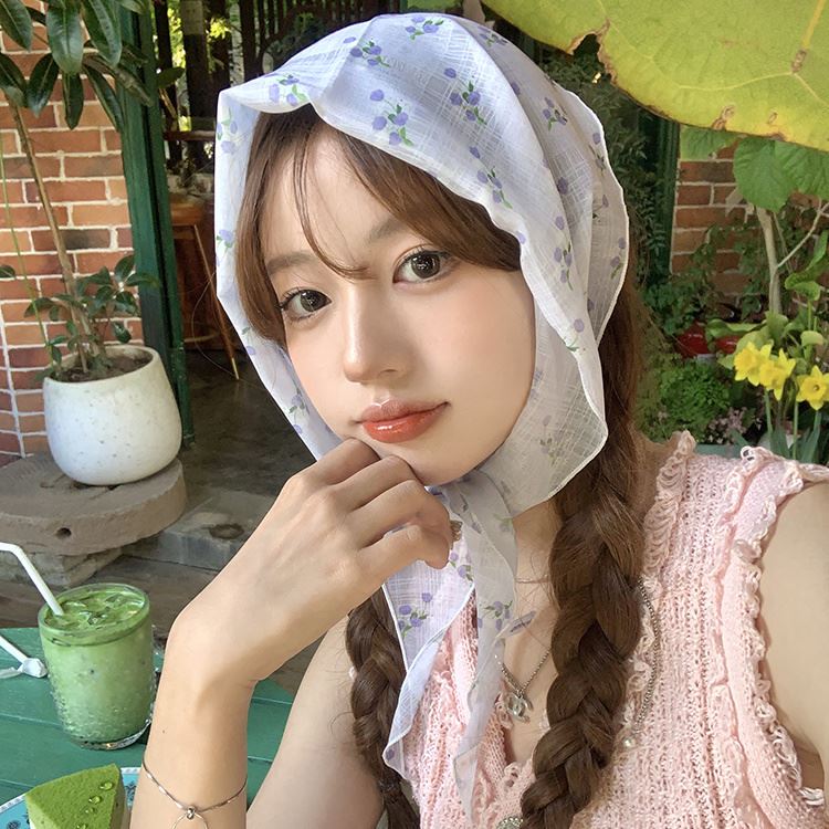 Korean Lace Vintage Triangular Scarf Solid Color Headscarf Trend Elegant Headwear for Women Girl Y2K Jewelry 2026 INS Bandana