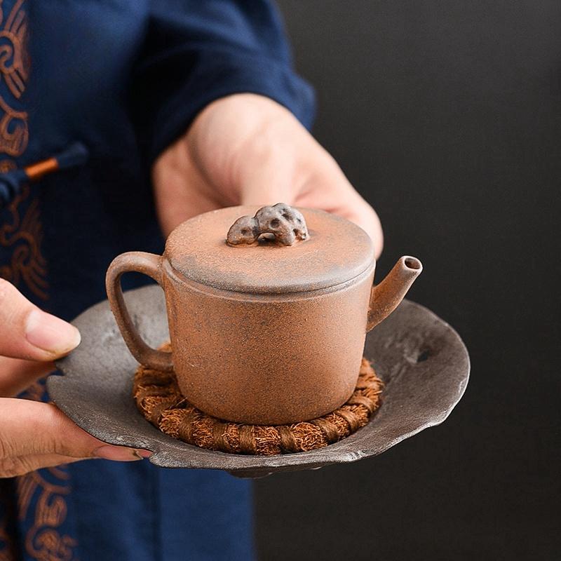 110ml Rough Pottery Old Rock Mud Tea Pot Tea Making Single Pot Small Capacity Pot Vintage Tea Kettle Tea Ceremony Kungfu Teapot