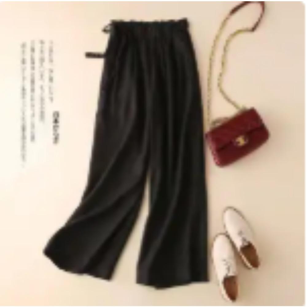 Cotton and Linen Wide-leg Nine-point Summer Women's Loose and Thin High Waist Straight-leg Casual Pants