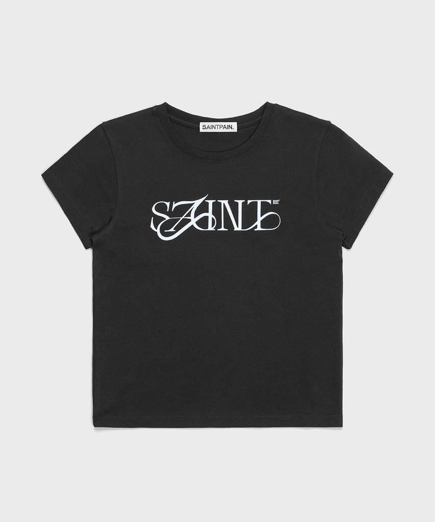 SAINTPAIN Sp Neo-Serif Crop Short Sleeve Tee Black
