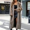 Women's Fashion Plush  Jacket Casual Solid-color Long-sleeved Cardigan Long Coat