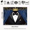 2D Flat Printing Blue Curtain Tuxedo Backdrop for Birthday and Graduation Photoshoot