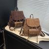 Solid Color Faux Suede PU Chain Commute Backpacks Fashi Casual Youth Sweet Vintage Style Thicken Women's Schoolbags
