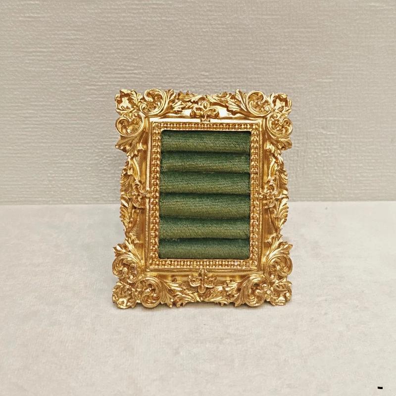 Retro Square Ring Earring Display Stand Jewelry Showcase Storage Tray Shop Window Decoration Photography Background Props