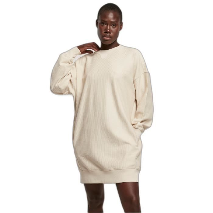 Robe Femme Urban Classics Oversized Rib Crewneck - Beige - XL