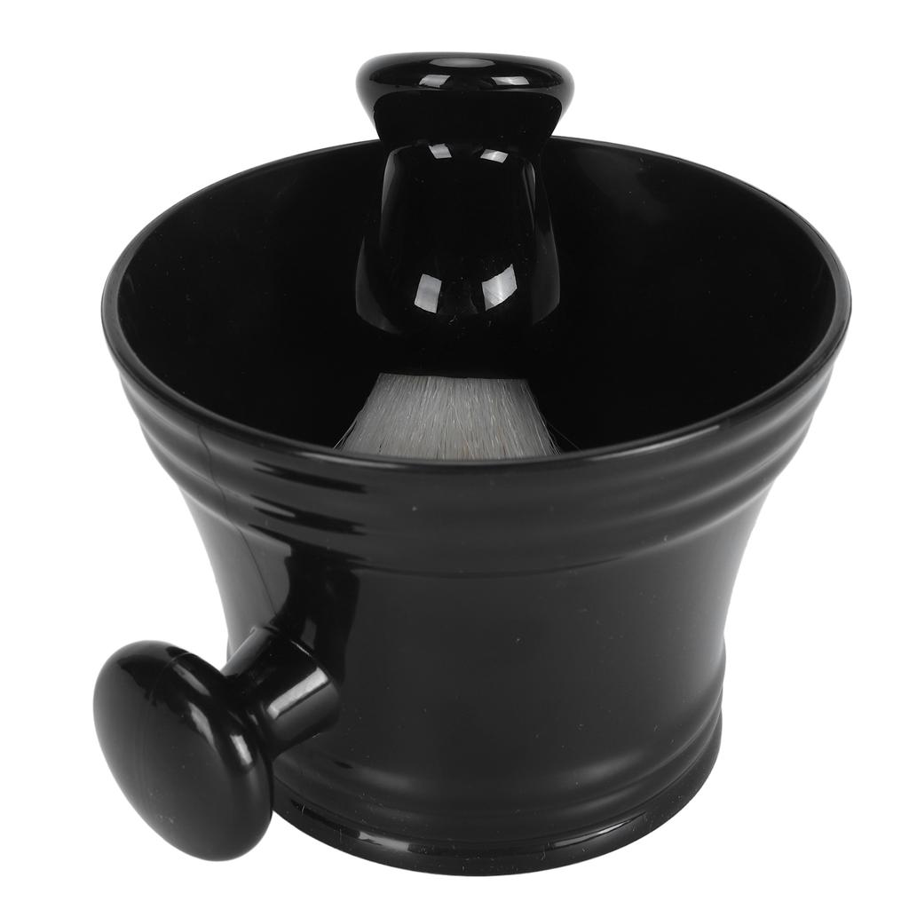 Beard Lathering Brush with Stand Bowl 3 in 1 Soft Nylon Hair Residuals Removal Quick Dry Foam Brush Stand Bowl