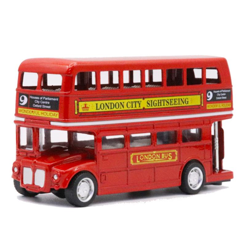 1Pcs Metal Pull Back Simulation Car Toy 1:64 Vintage British Europe Double Bus Diecast Alloy Car Model Antique Kids Toys