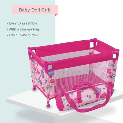 Baby Doll Crib Pack and Play Accessory Simulation DIY Doll Bed  Up To 18 Dolls with Carry Along Bag Toy Gift for Girls and Kids