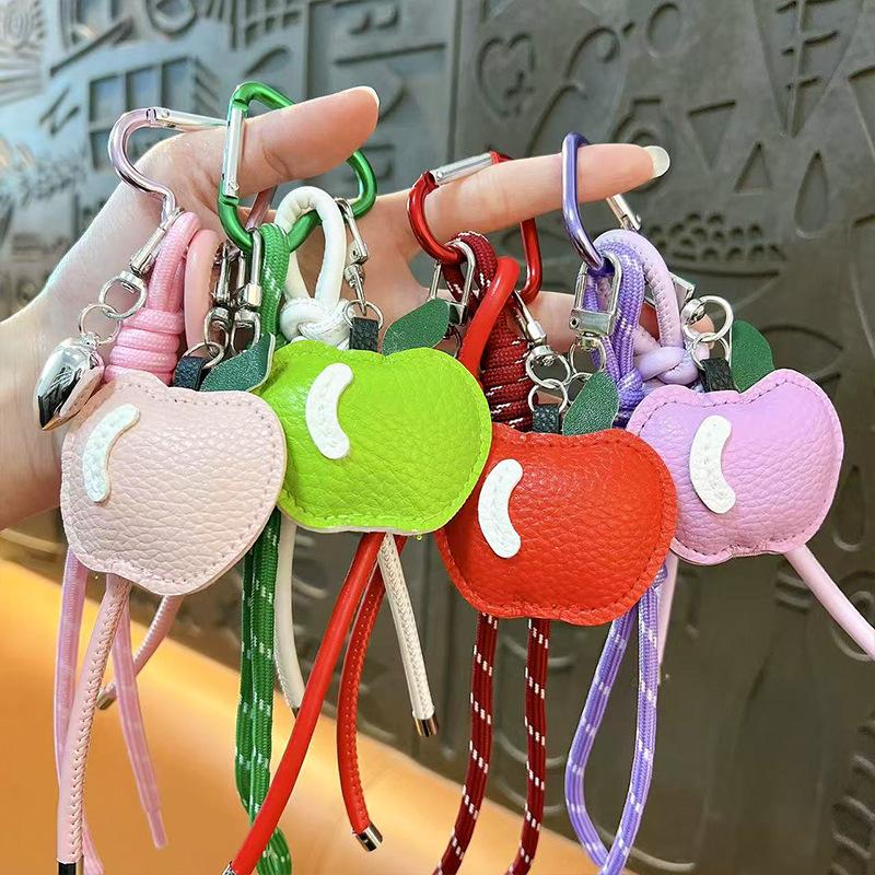 Creative leather apple bag pendant keychain exquisite and cute fruit cotton pendant bag accessories small gifts