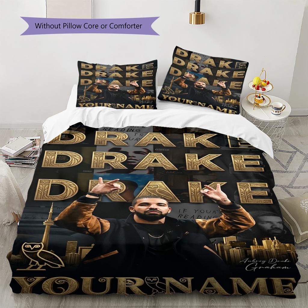 Name Custom Drake Pattern Bedding Set Quilt Cover Pillowcase Home Decor Gift (1 * duvet cover + 2 * pillowcase, without core)