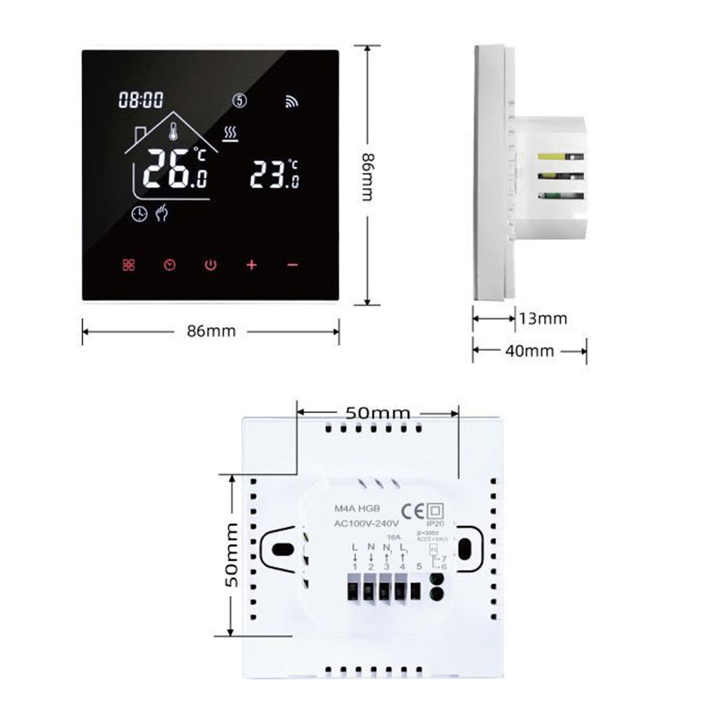 Comfortable Living Space Digital Programmable Thermostat App Controlled Thermostat 86x86x13mm AC 230V Operation