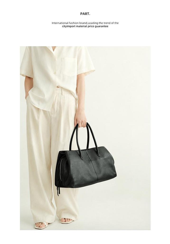 Borsa Tote Versatile da Donna in Vera Pelle - Grande Capacità, Design Semplice, Borsa a Spalla in Pelle di Vacchetta Strato Superiore