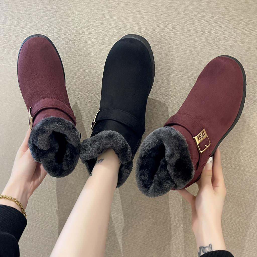 Winter Thick Anti Slip Women's Snow Boots Round Toe Thick Soled Short Tube Warm Ankle Boots Wear Resistant Plus Size Cotton Boot
