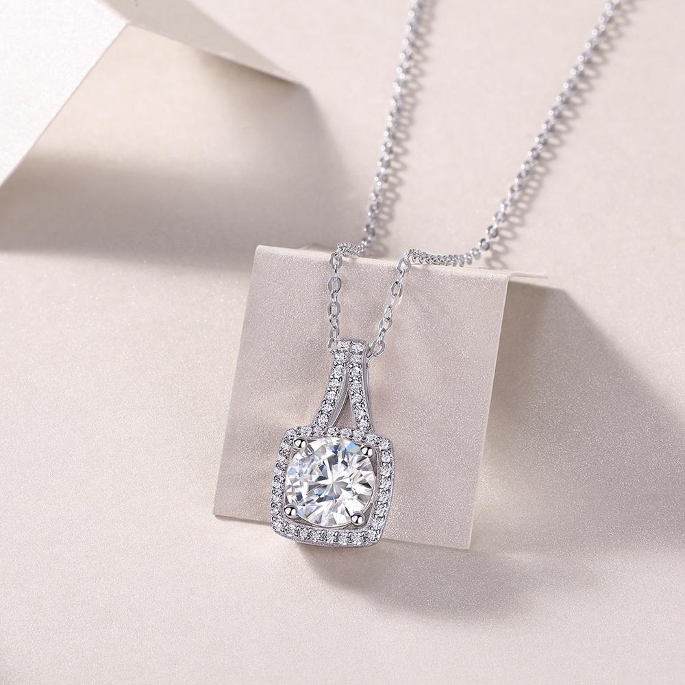 Vinregem Stříbro 925 VVS1 3EX Barva D 8 MM Kulatý Brus 2CT Pravý Moissanit Diamant Drahokam Přívěsek Náhrdelník Jemné Šperky GRA