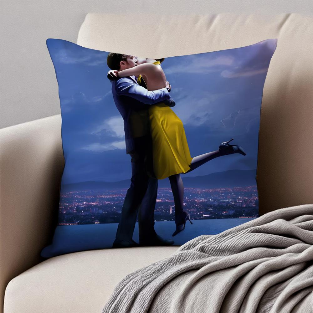 Romantic American Movie LLa La Land Cushion Cover Pillowcase Antidustmite Invisible Zipper Short Plush Sofa Cushion