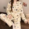 Air cotton pajamas women's autumn and winter long sleeves thickened interlayer warm stars cat student loungewear real shot