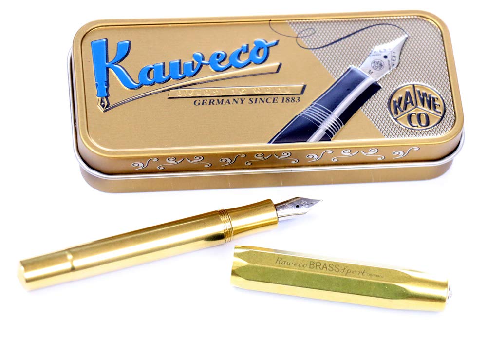 Kaweco AL Sport Fountain Pen Gift Set with Black Ink Cartridge (Medium Pen) (Brass)