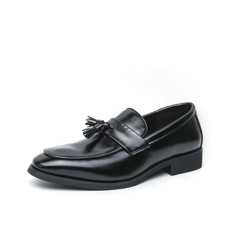 Men s Plus Size Casual Leather Loafers - Fashionable Slip-on Formal Wedding Shoes 39 чёрный