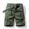Men's Solid Color Work Pants, Cotton Five Quarter Pants, Retro Washed Multi Pocket Straight Leg Work Pants