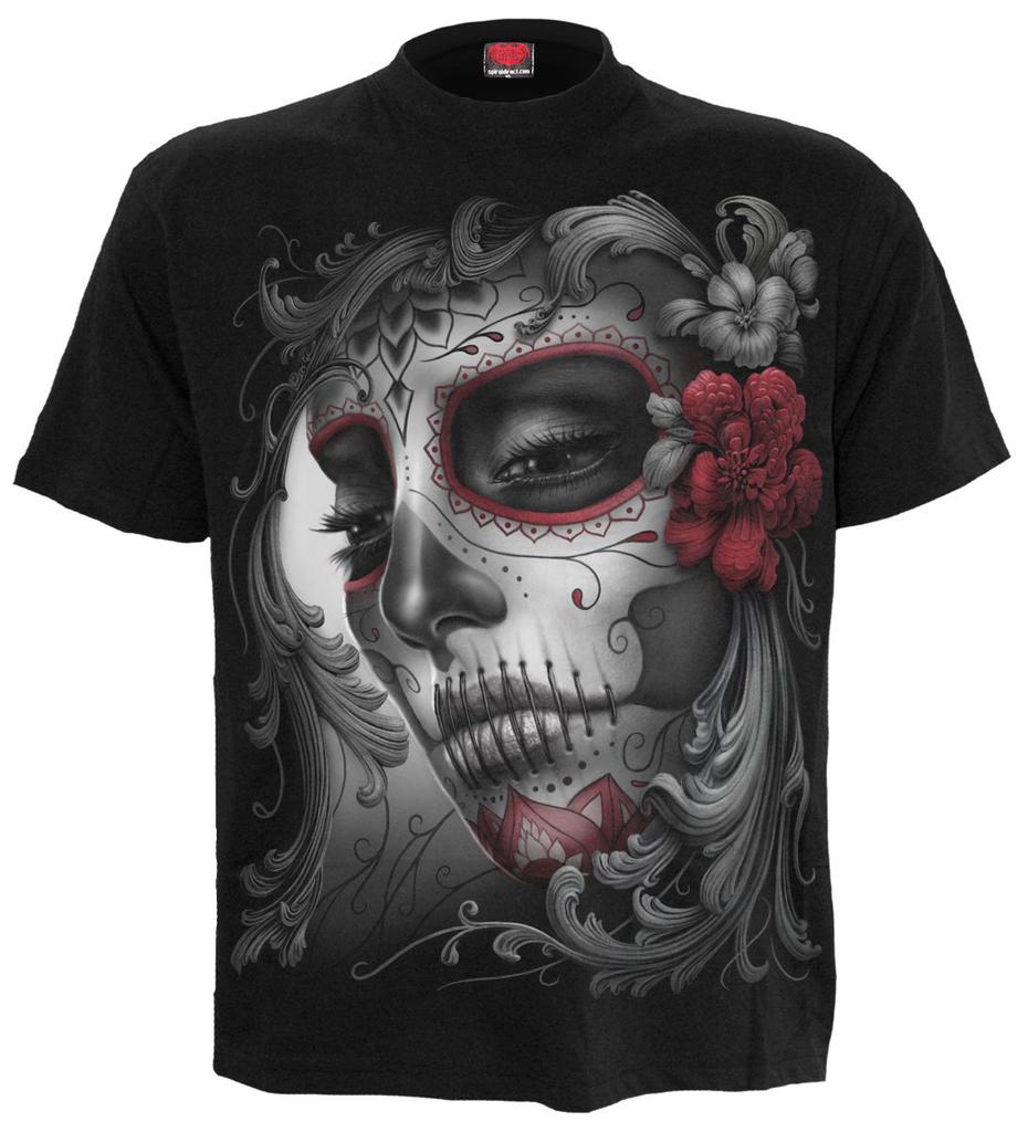 Spiral Direct Totenkopf Rosen Vorne Aufdruck/ Totenkopf/ Rock/ Metal / Biker /Wird in neuem Fenster oder Tab geöffnet