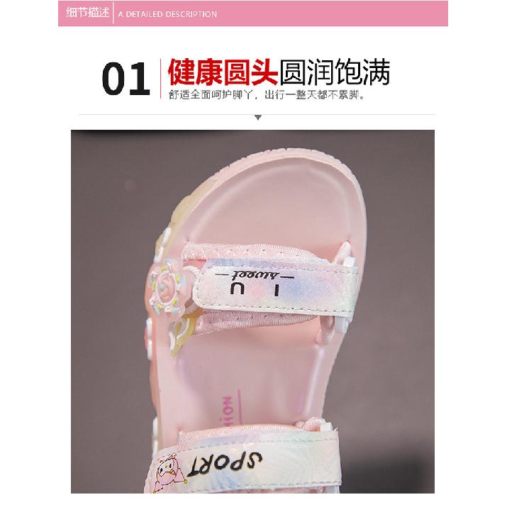 New children's sandals for girls, summer beach shoes, new trendy princess shoes for girls, non-slip soft-soled baby shoes