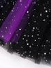 Mädchen Hexenkostüm Kurzer Puffärmel Glitzerndes Netz-Tüllkleid Halloween Cosplay Verkleidung