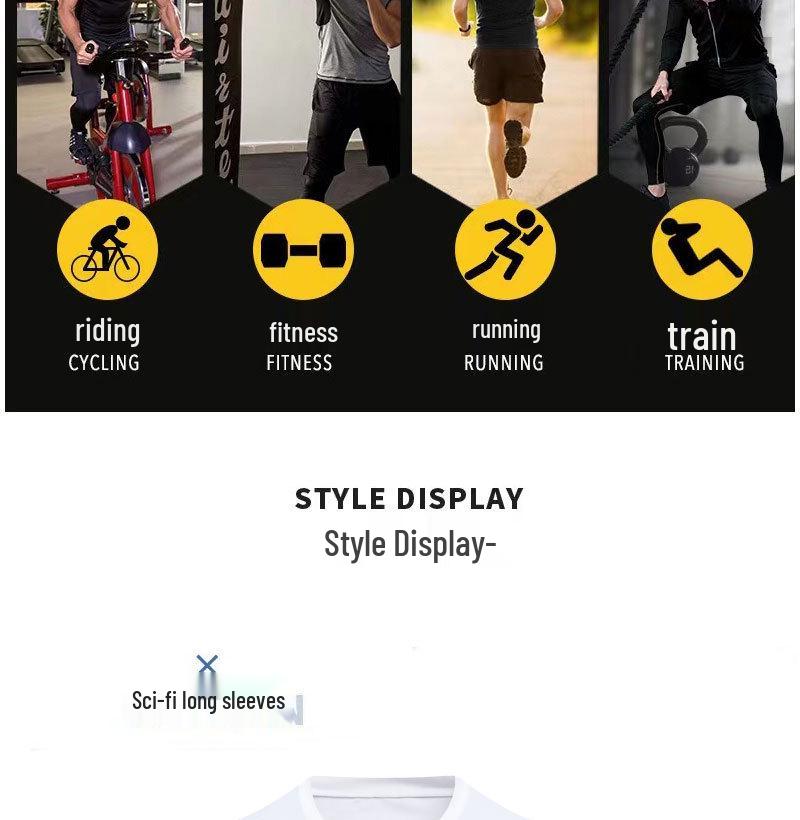 Męski Wysoce Elastyczny Szybkoschnący Sportowy Długi Rękaw: Odprowadzający wilgoć do biegania, treningów i koszykówki.