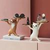 Figurine Statue Entrance Key Holder Cat Bear Tray Candy Lipstick Jewelry Sundries Storage Home Decoration