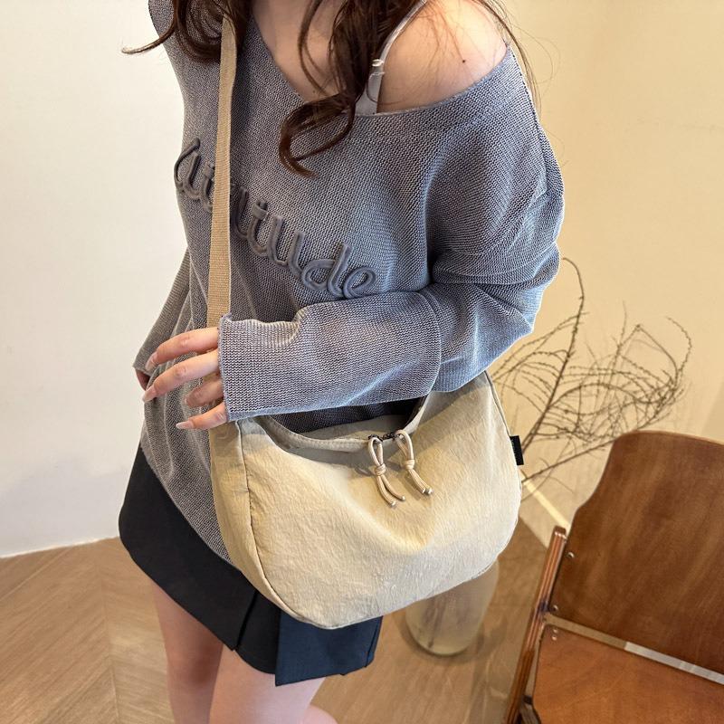 Large capacity solid color literary and leisure lazy style fashion shoulder messenger bag trendy versatile women's tote bag