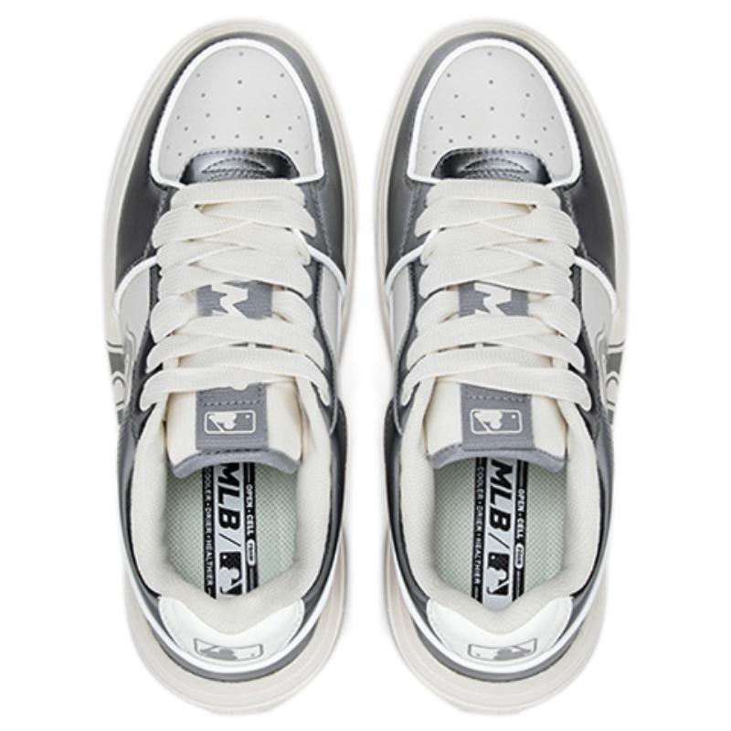 MLB Chunky Liner Skateboard Shoes Unisex Low top Gray White Sneakers 3ASXCLH3N-43GRS