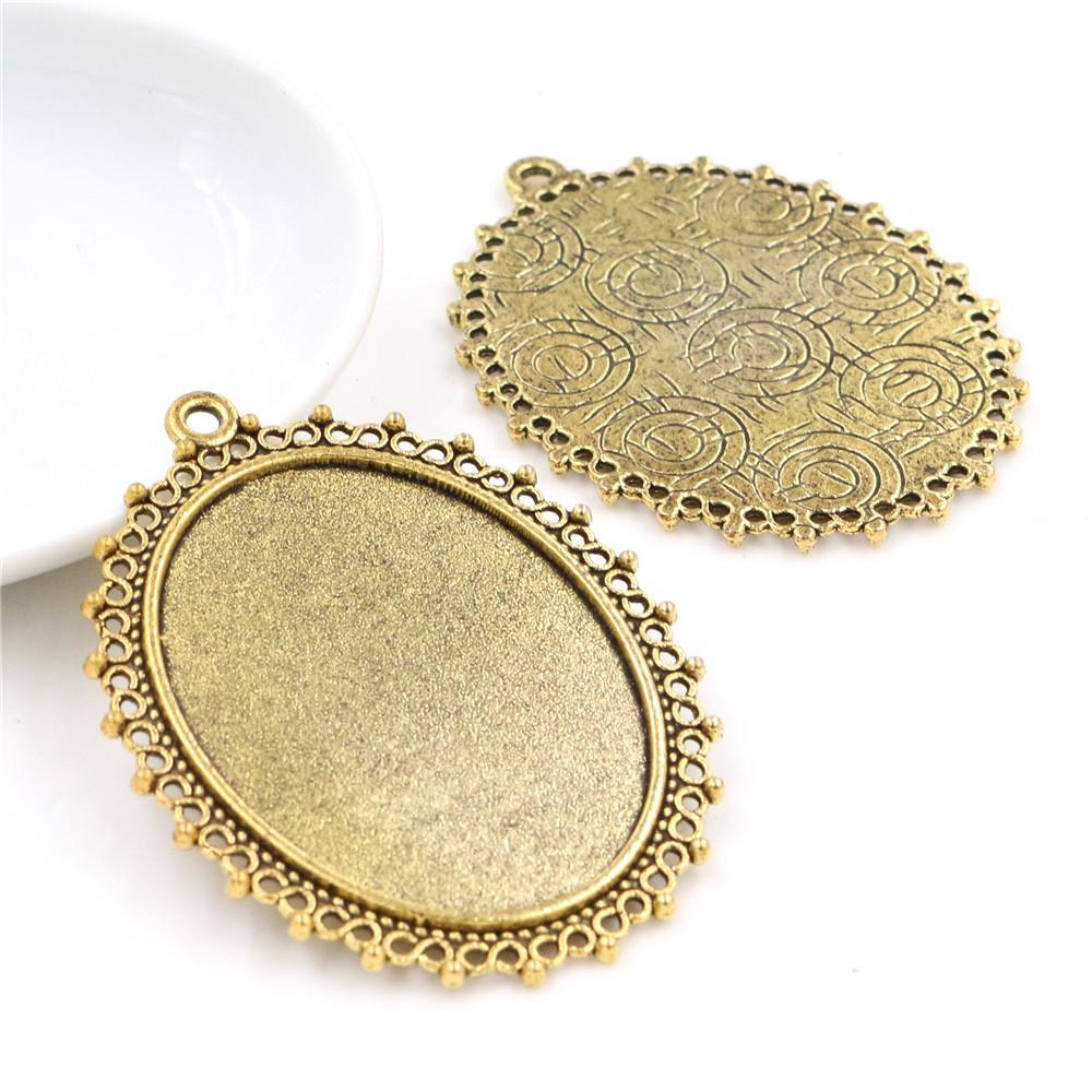 5 Stück 30x40mm Innenmaß 7 Farben Vergoldete Cabochon-Fassung Anhänger Charms
