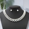 Elegant Rhinestone Flower and Faux Pearl Jewelry Set: Necklace, Earrings, Bracelet