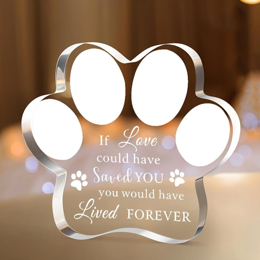 Pet Memorial Remembrance Ornament - Crystal Paw Shape Sympathy Gift for Loss of Dog or Cat, Indoor Decorative Keepsake for Multiple Room Types, Nurs