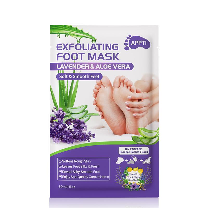 Mascarilla Hidratante para Pies de Lavanda, Mascarilla Exfoliante para Pies, Aroma a Lavanda, Mascarilla Exfoliante Suave para Pies con Ácido Láctico, Ácido Málico, Hidratante, Cuidado de Pies DIY