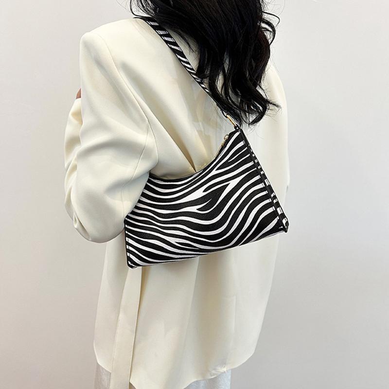 Fashion Zebra Leopard Print Women Handbag PU Leather Underarm Shoulder Bags