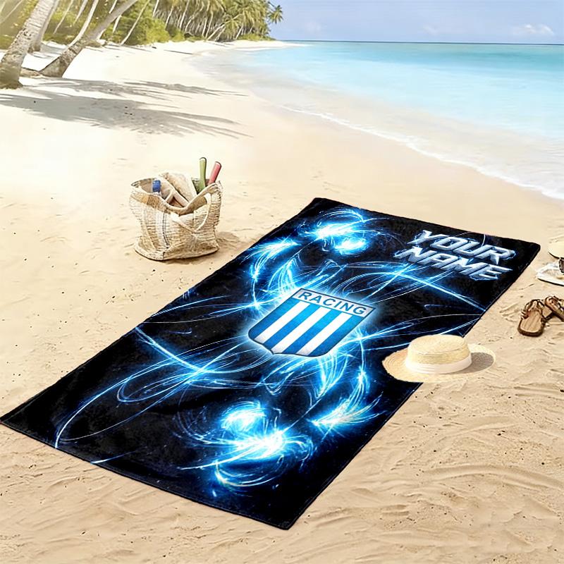 Name Custom Racing Club Print Beach Towel, Large Soft Quick Dry Towel for Beach Camping Swimming
