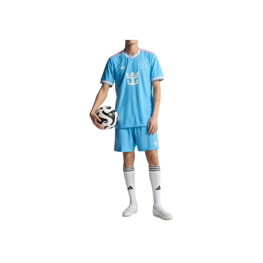 Adidas Originals Logo Slim Fit Short Sleeve Soccer Shirt Men Tops Blue JN8479