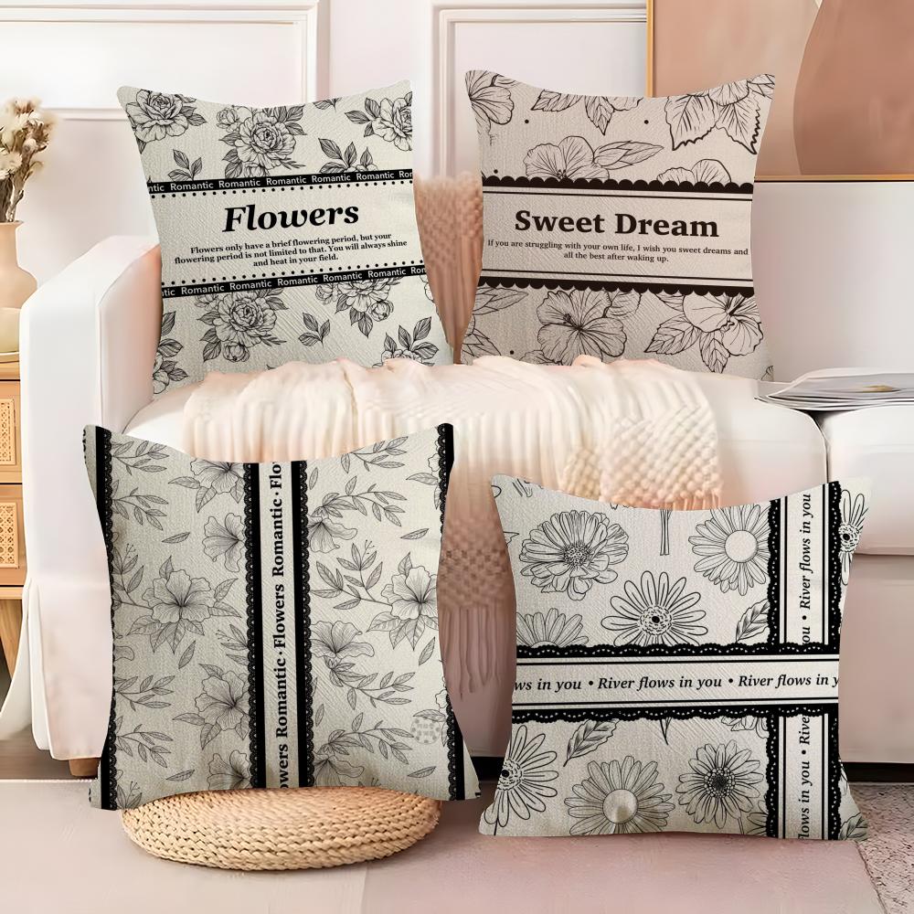 Beautiful Retro Flowers Cushion Cover Soft Plush Fabric DoubleSided Printed Sofa Cushion Cover for All Seasons Home Decor Gift