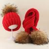 Kids Winter Warm Knitted Set Pom‑pom Hat Scarf Gloves 3‑Pcs Set Or Single Beanie Hat Windproof Ear Protection For Boys Girls Cold Weather Outdoor