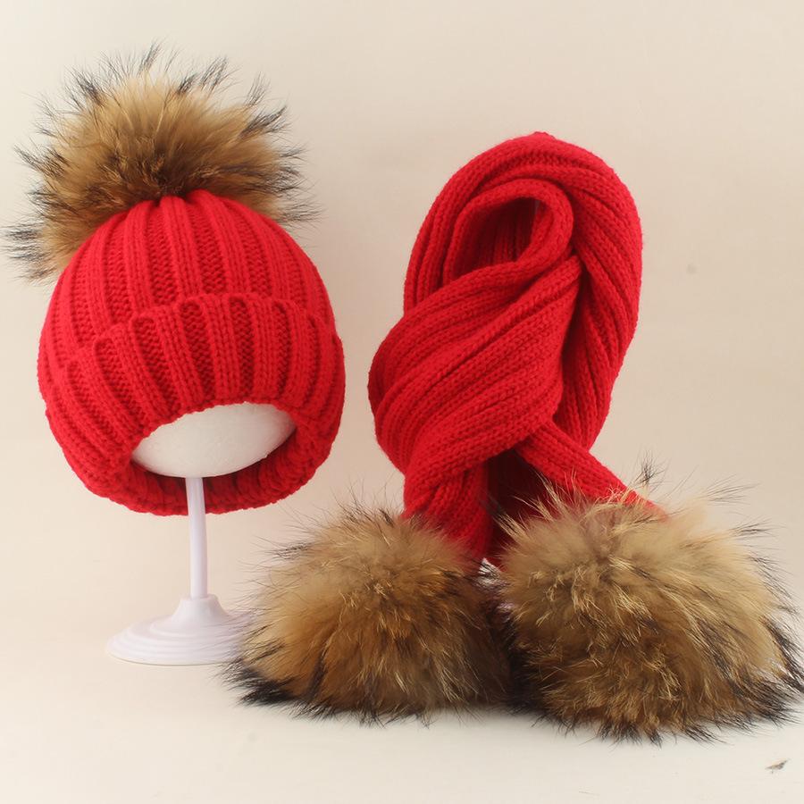 Kids Winter Warm Knitted Set Pom‑pom Hat Scarf Gloves 3‑Pcs Set Or Single Beanie Hat Windproof Ear Protection For Boys Girls Cold Weather Outdoor