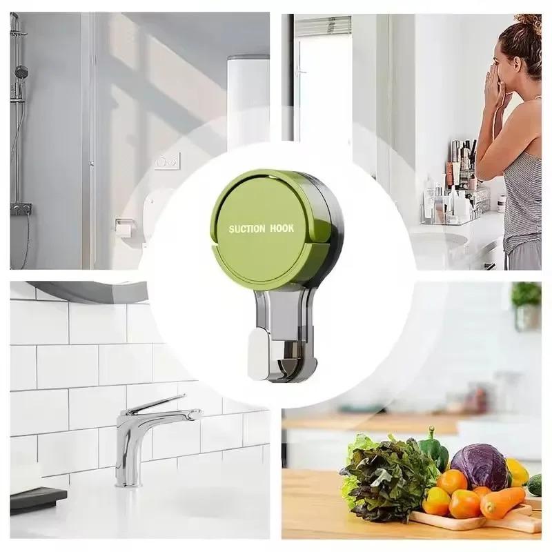 2PCS Suction Cup Hooks No Drill Wall Hooks Reusable Bathroom Kitchen Bedroom Towel Clothes Hanger Home Organizer Waterproof