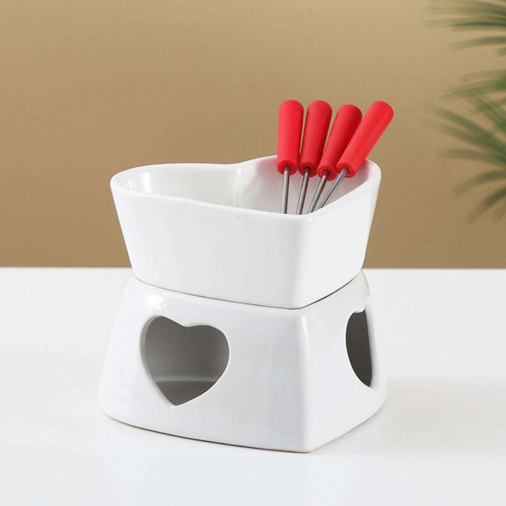 Heart Shaped Mini Fondue Pot Set 320ML Chocolate Fondue Melting Cup for Parties Cozy Nights Gifts