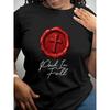"Printed Cross" Women's T-Shirt, Suitable for Daily Wear, Machine Washable, A Casual Short-sleeved T-shirt, A Round-neck T-shirt with Patterned Print