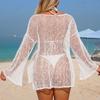 Side-slit Loose Solid Color Pullover Knitted Cut-out See-through Sexy Beach Sun Protection Bikini Blouse