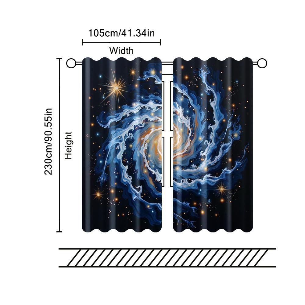 Filtering Curtains Excluding Rods Non Movable Without Batteries Blue Sky Galaxy Use Bedrooms Living Set Of 2 Made Polyester Bedroom Decor