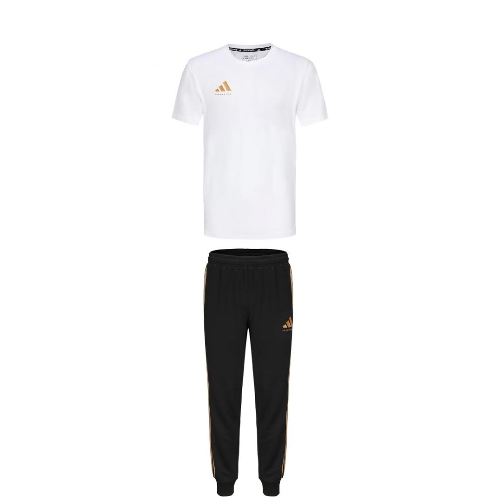 

Adidas Taekwondo Round Neck Pullover Simple Short Sleeve T-Shirt Striped Fashion Long Pants Casual Sports Set Unisex Set ADICLTS24CTK-WG+TR30P1T-BG 2XL